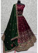 Vichitra Silk Magenta Wedding Wear Embroidery Work Lehenga Choli